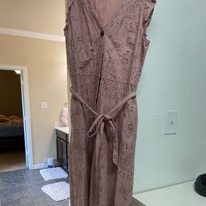 Loft A line button down, flutter sleeve dress